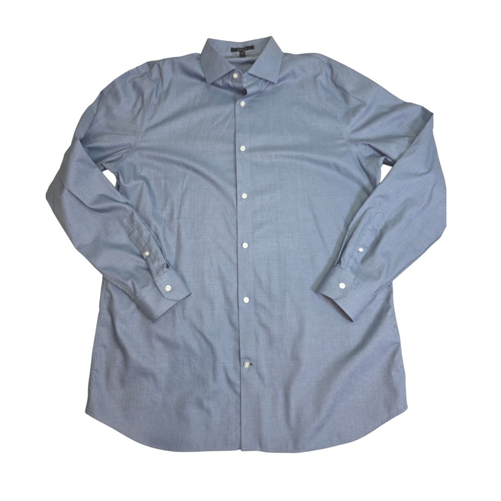 Banana Republic Mens XL Tall Blue Micro Houndstooth Non-Iron Cotton Dress Shirt